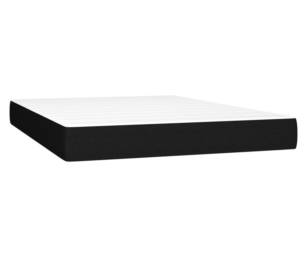 Box krevet s madracem, crni, 140x190 cm, tekstil - 5