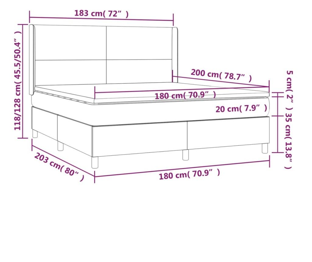 Боксспринг легло с матрак, синьо, 180x200 см, текстил - 7