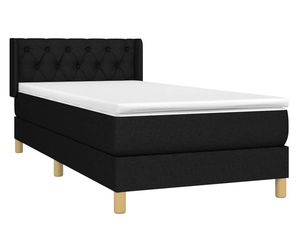 Boxspring postelja z vzmetnico, črna, 80x200 cm, tekstil - 3