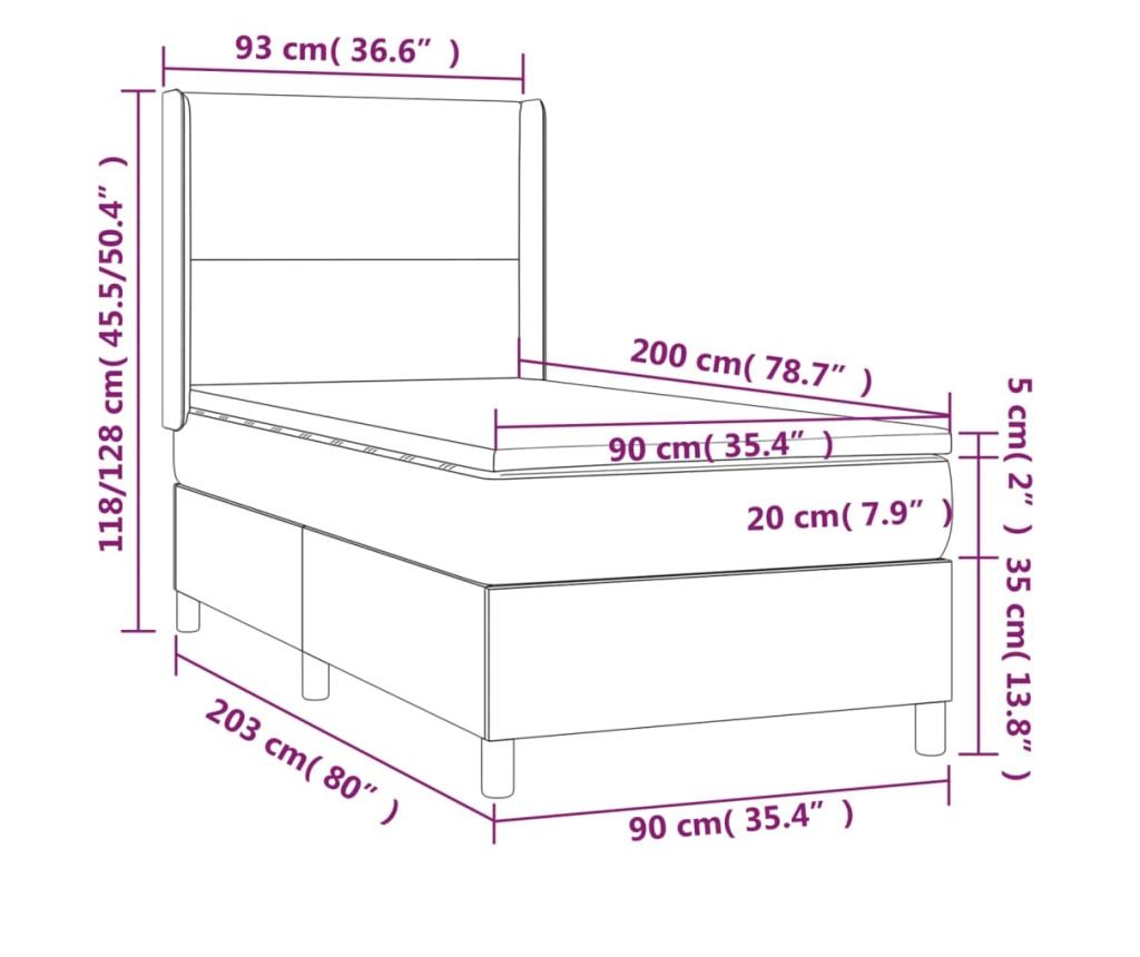 Легло с матрак, синьо, 90x200 см, текстил - 7