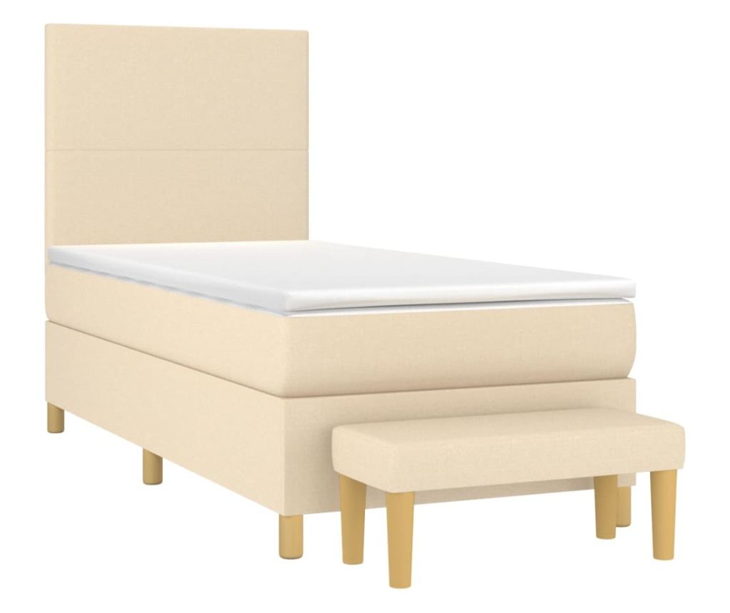 Боксспринг легло с матрак, кремаво, 100x200 см, текстил - 3