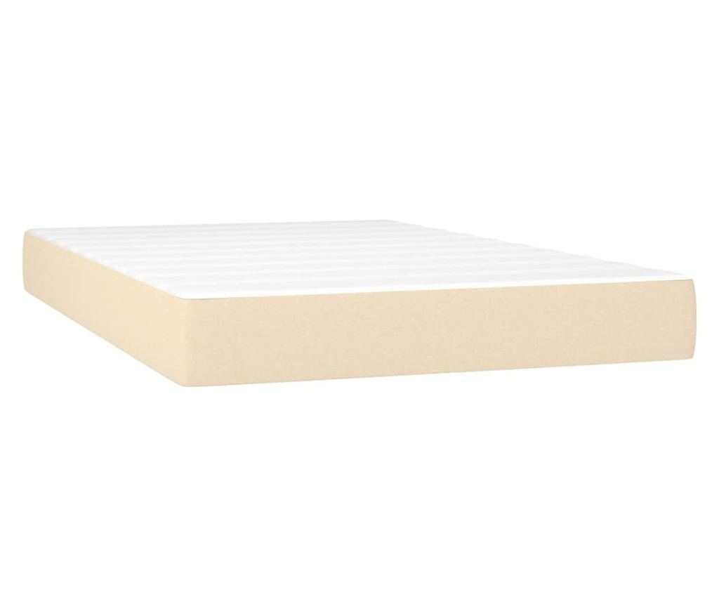 Upholstered Bed with Spring Mattress and LED, Cream, 120x200 cm, Fabric - 6