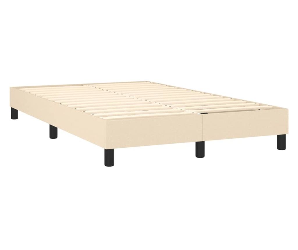 Upholstered Bed with Spring Mattress and LED, Cream, 120x200 cm, Fabric - 5