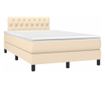 Upholstered Bed with Spring Mattress and LED, Cream, 120x200 cm, Fabric thumbnail 3