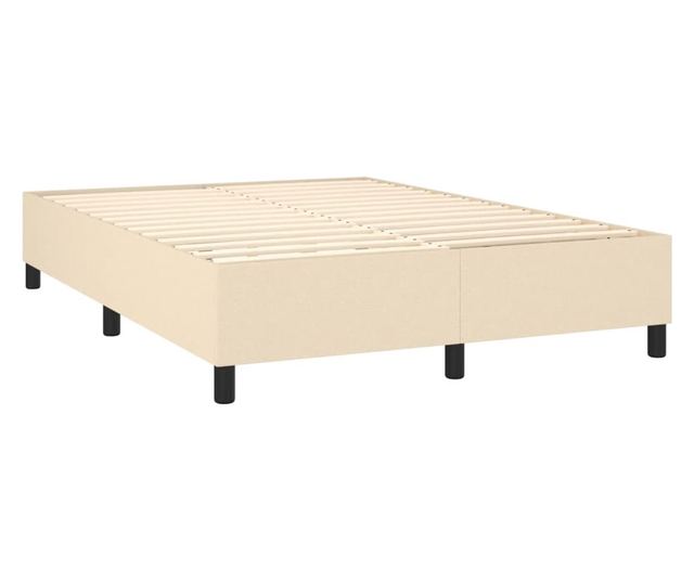 Легло с пружини, матрак и LED, кремаво, 140x200 см, текстил