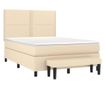 Легло с основа и матрак, кремаво, 140x200 см, текстилна тъкан thumbnail 3