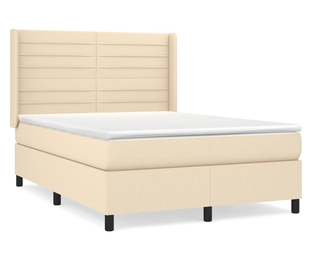 Континентално легло с матрак, крем, 140x200 см, текстилен материал - 2