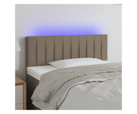 Tăblie de pat cu LED, gri taupe, 90x5x78/88 cm, textil