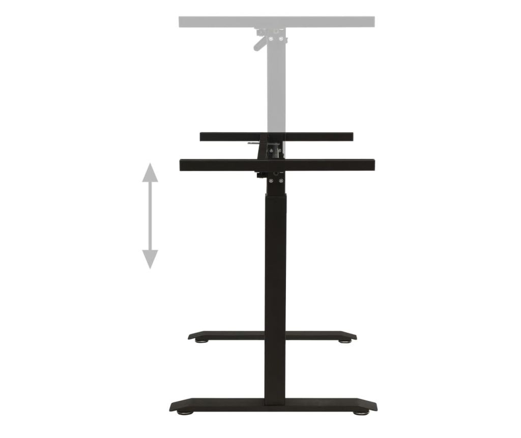 Cadru de birou cu înălțime reglabilă manual, manivelă, negru - 6