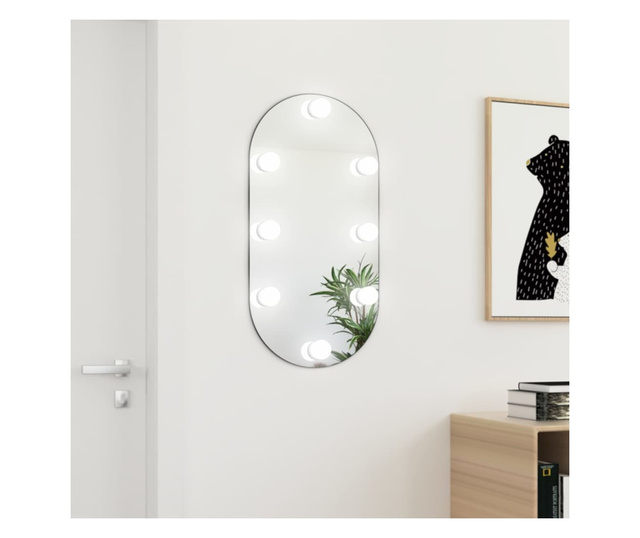 Ogledalo s LED svjetlima 80 x 40 cm stakleno ovalno