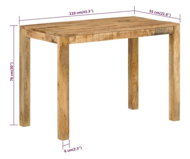 Masa de bucatarie, 110x55x76 cm, lemn masiv de mango