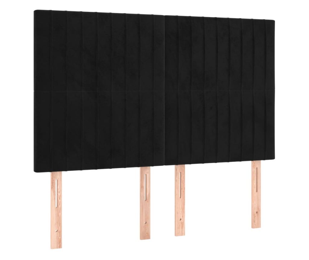 LED uzglavlje za krevet, crno, 144x5x118/128 cm, baršun - 4