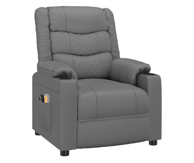 Električna masažna fotelja, siva, eko koža