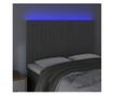 LED Табла за легло, Тъмно сиво, 144x5x118/128 см, Кадифе thumbnail 3