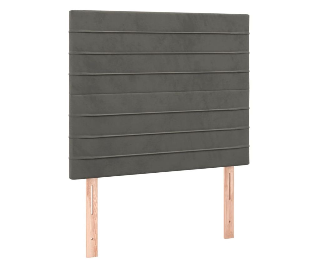 Пружинно легло с матрак и LED, тъмносиво, 100x200 см, кадифе - 7