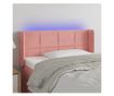 LED Табла за легло, Розово, 83x16x78/88 см, Кадифе