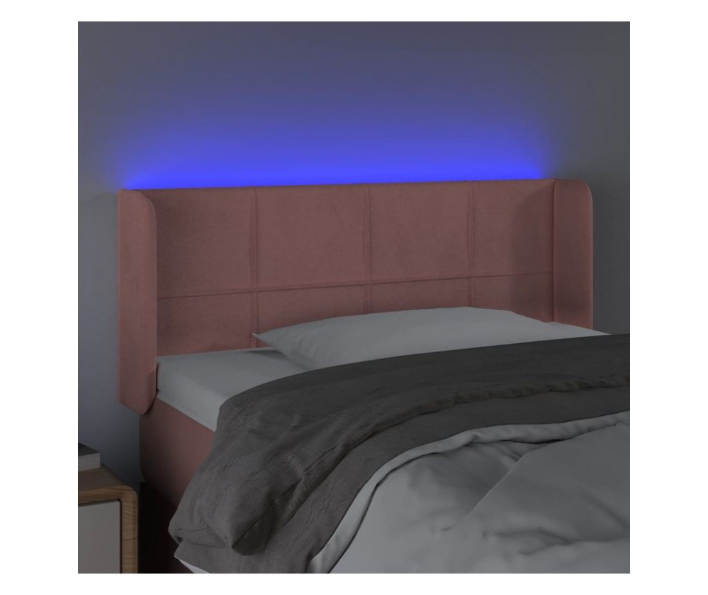 Tăblie de pat cu LED, roz, 83x16x78/88 cm, catifea - 4
