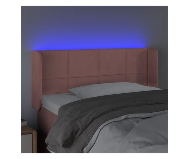 LED Табла за легло, Розово, 83x16x78/88 см, Кадифе