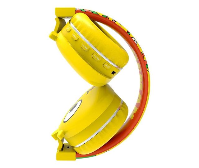 Mercaton® Monster vezeték nélküli fejhallgató gyerekeknek, mikrofon, FM rádió, MicroSD foglalat, Bluetooth 5.0, 8 óra, sárga