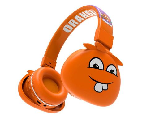 Mercaton® Monster vezeték nélküli fejhallgató gyerekeknek, mikrofon, FM rádió, MicroSD foglalat, Bluetooth 5.0, 8 óra, narancs