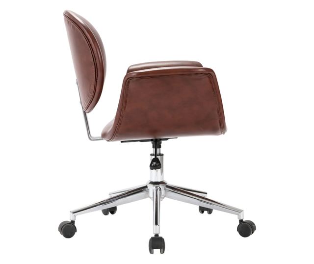 Okretni kuhinjski stolac, smeđi, ekološka koža