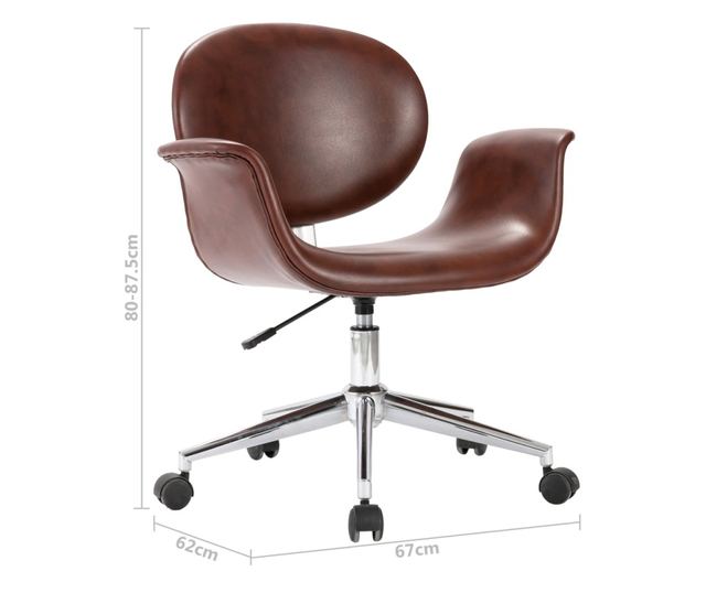 Okretni kuhinjski stolac, smeđi, ekološka koža