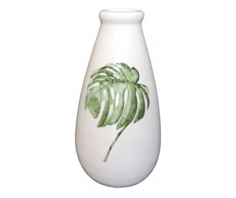 Vaza keramička "List", Bijela - 28 cm
