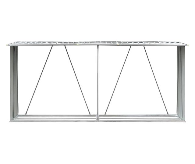 VidaXL Vrtna ostava za drva od pocinčanog čelika 330x84x152 cm siva