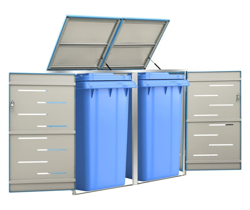 Spremište za dvije kante za smeće 138 x 77,5 x 115,5 cm čelično - 5