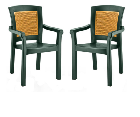 Raki Side Set 2 scaune cu brate gradina/terasa, plastic, verde, 56x51xh90cm