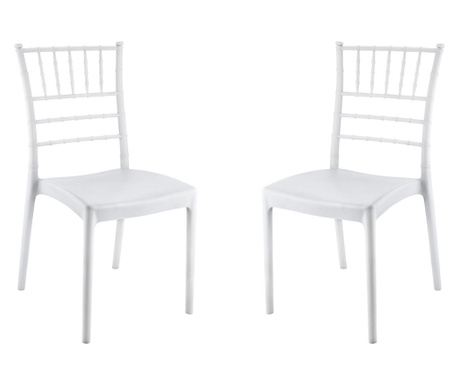 Raki Tiffany Set 2 scaune evenimente, plastic, alb, 44x42xh92cm
