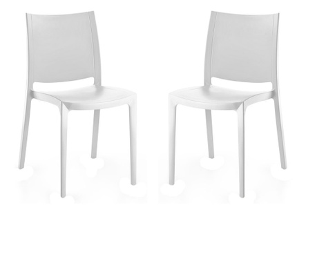 Raki Olimpus Set 2 scaune gradina/terasa, alb, plastic, 42x47xh84cm