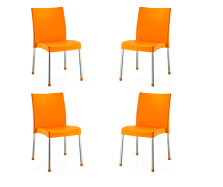 Raki Acoc Set 4 scaune gradina/terasa orange 44x47xh81cm, picioare aluminiu si sezut polipropilena