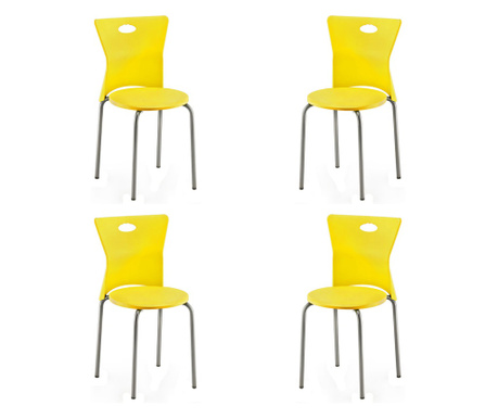 Raki Vega Set 4 scaune polipropilena cu picioare aluminiu, 39x39xh79cm, galben