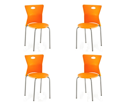 Raki Vega Set 4 scaune aluminiu si polipropilena orange, 39x39xh79cm