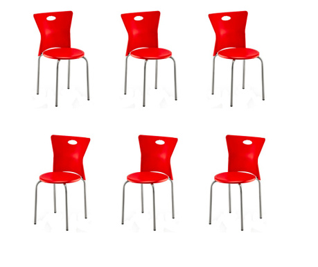 Raki Vega Set 6 scaune aluminiu si polipropilena rosii, 39x39xh79cm