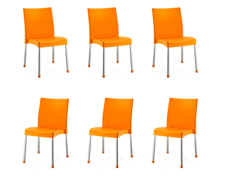 Raki Acoc Set 6 scaune gradina/terasa orange 44x47xh81cm, picioare aluminiu si sezut polipropilena