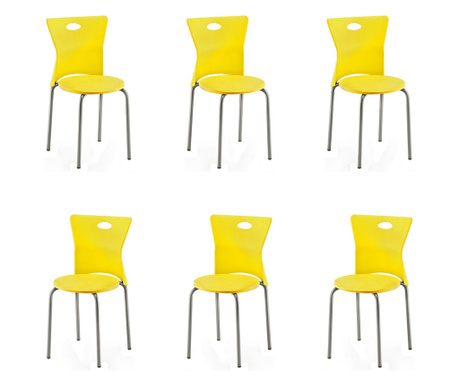 Raki Vega Set 6 scaune polipropilena cu picioare aluminiu, 39x39xh79cm, galben