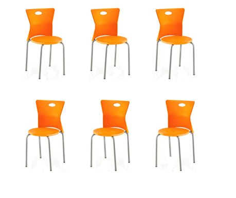 Raki Vega Set 6 scaune aluminiu si polipropilena orange, 39x39xh79cm