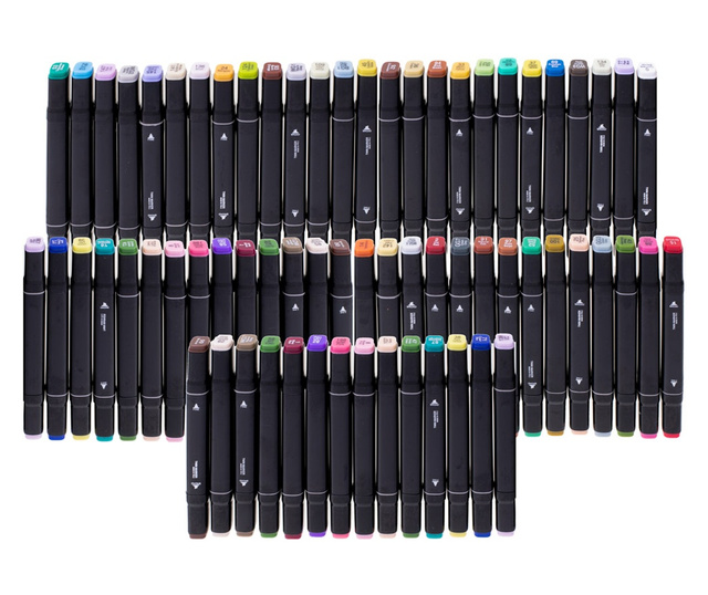 48 db Mercaton® alkoholos marker készlet, 2 vég és tárolótáska, 15 cm, többszínű, 14 x 11 x 17,5 cm