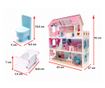 Mercaton® babaház MDF fából, LED világítással, 3 szint, 5 szoba és terasz, 9 bútor, 3 év +, 62 x 27 x 70 cm