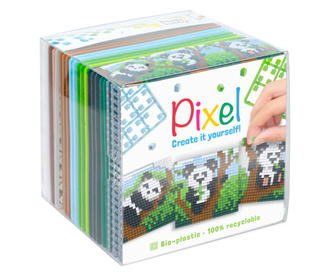 Set hobby creativ cu pixeli Pixelhobby, Cub Pixel Classic, Ursi panda, 3 modele, 2520 piese