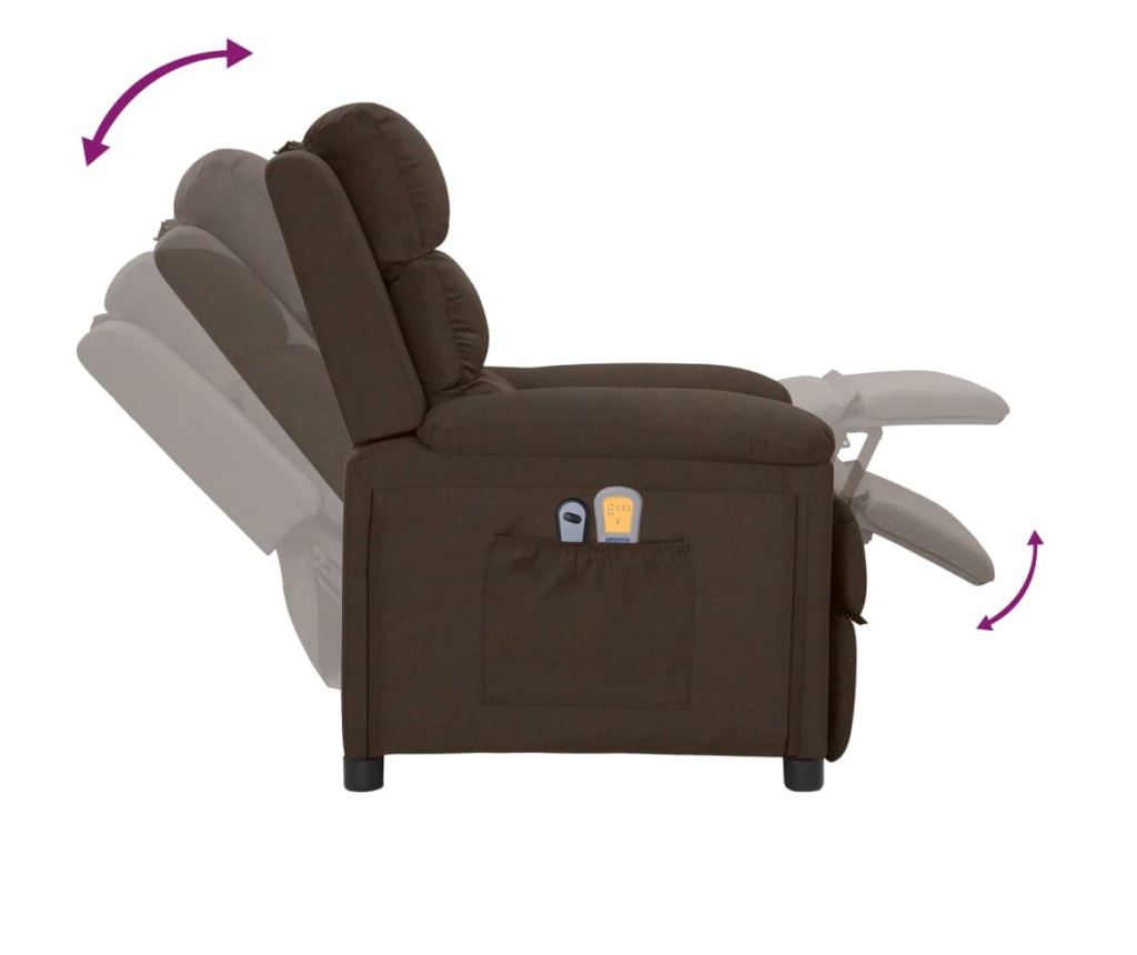 Електрически масажен фотьойл, тъмнокафяв, плат - 8