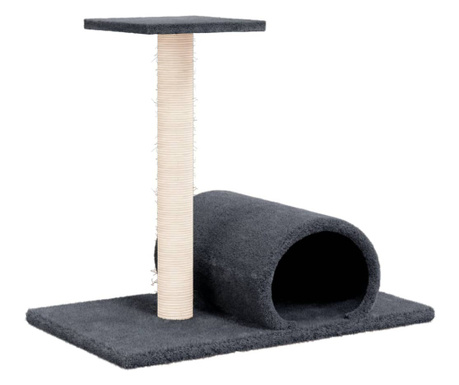 Котешки стълб за драскане с тунел, тъмносив, 60x34,5x50 см