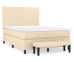 Боксспринг легло с матрак, кремаво, 140x200 см, плат thumbnail 2