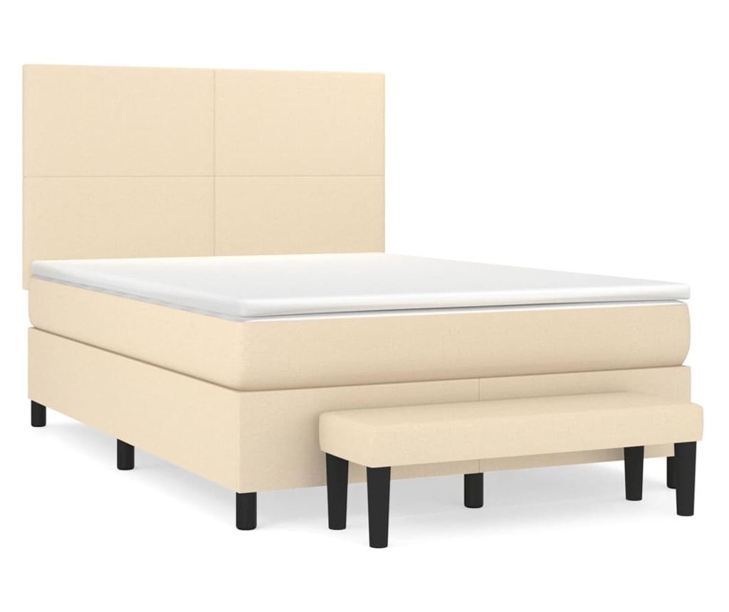 Боксспринг легло с матрак, кремаво, 140x200 см, плат - 2