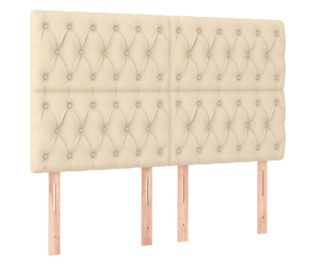 Тапицирано легло с матрак и LED, кремаво, 160x200 см, текстил - 7