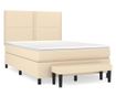 Легло с основа и матрак, кремаво, 140x200 см, текстилна тъкан thumbnail 2