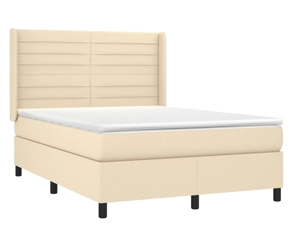 Континентално легло с матрак, крем, 140x200 см, текстилен материал - 3