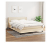 Krevet s oprugama i madracem krem 140x200 cm od tkanine